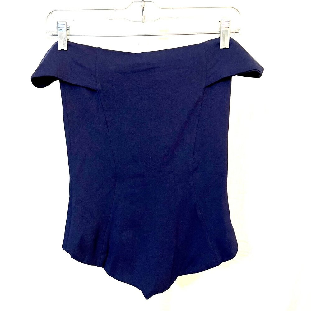 Nadia Tarr Original Women's Size Large Navy Blue Body Suit off Shoulder Pull on